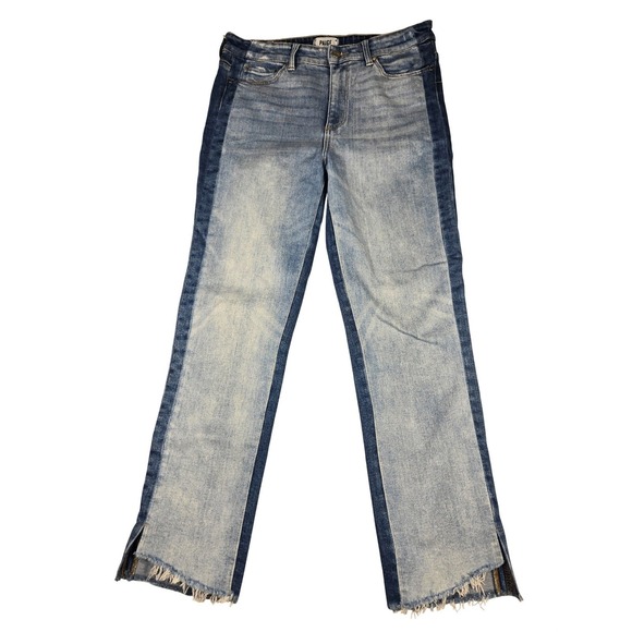 PAIGE Denim - Paige Womens Size 31 Straight Leg Jeans Medium Wash Raw Hem Stretch Denim